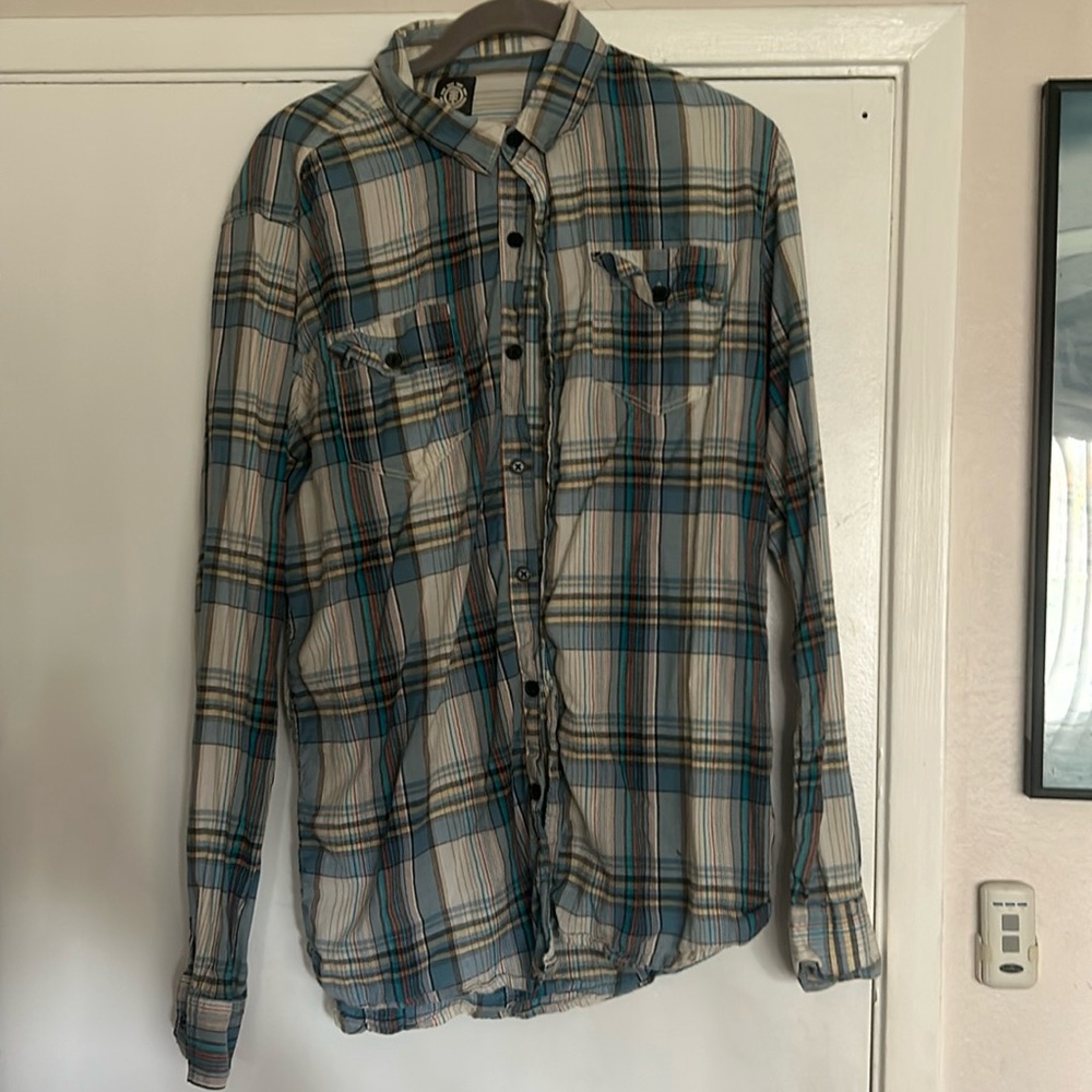 Plaid Element Casual Button Down shirt size large